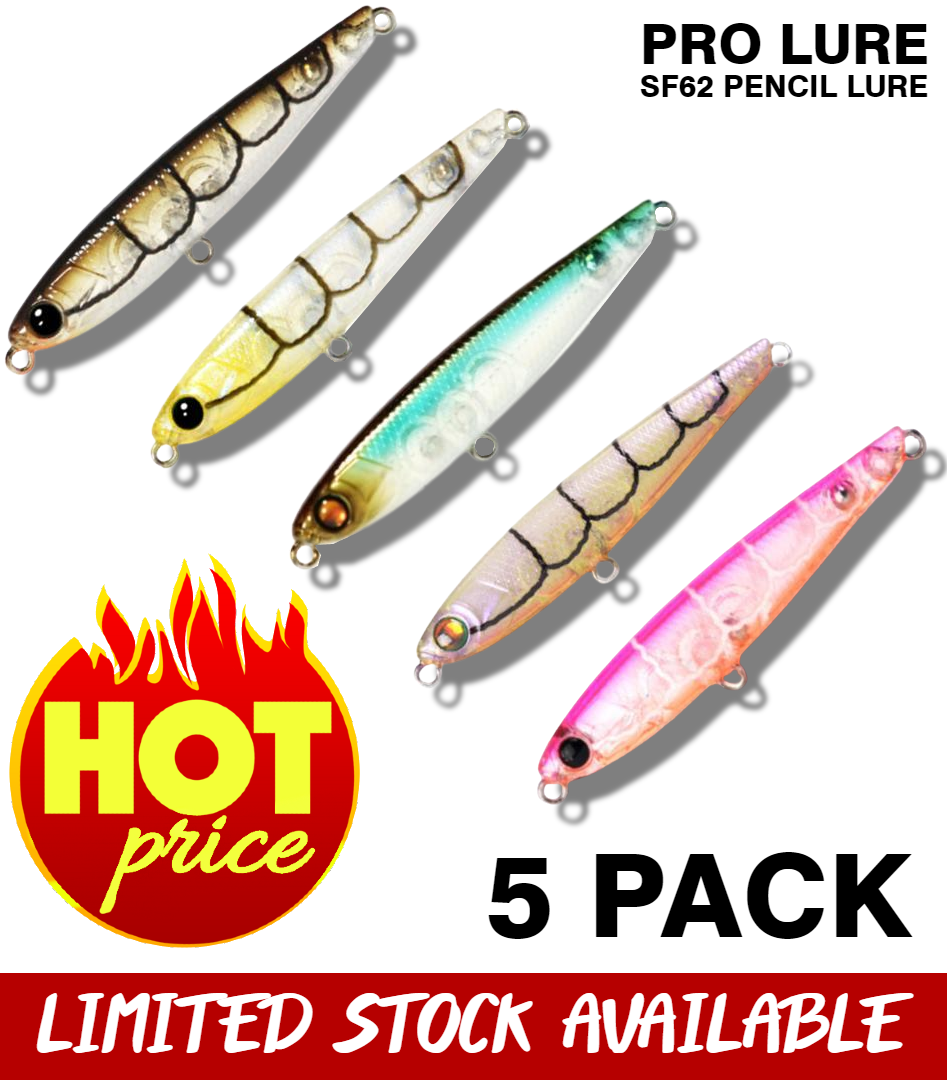 AW FISHING LURE PACK - PRO LURE SF62 TOPWATER PENCIL 5 PACK