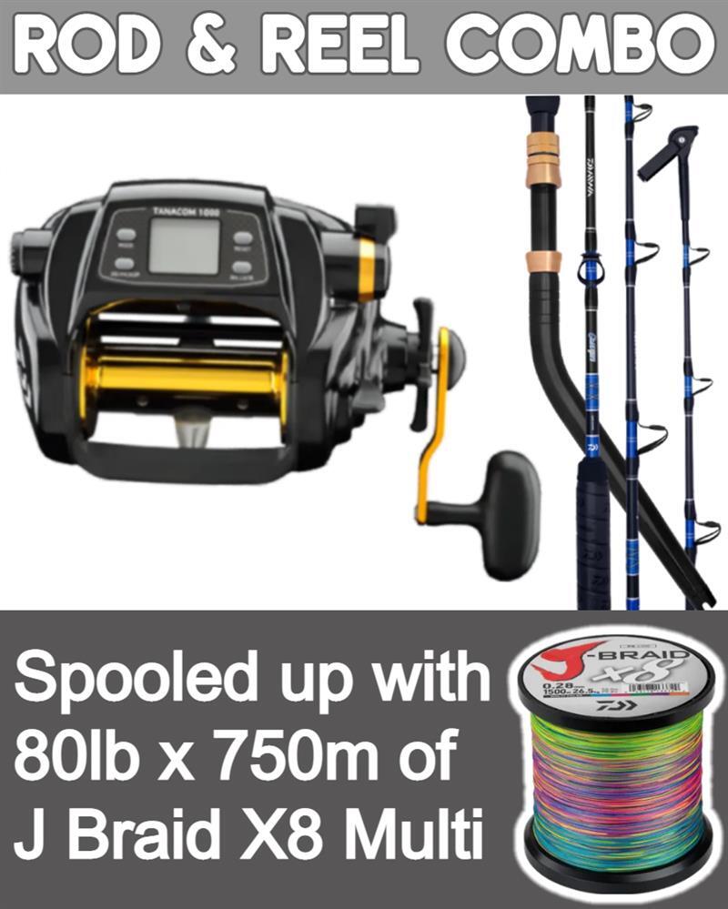 daiwa tanacom 1000 electric reel & grandwave gw 56xhfd rod combo