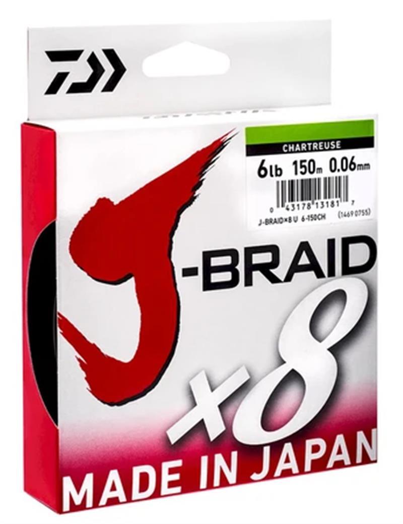 DAIWA J BRAID X8 BRAID LINE 150m CHARTREUSE