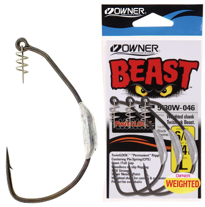 OWNER 5130W WEIGHTED BEAST HOOKS 1/8oz - 4/0