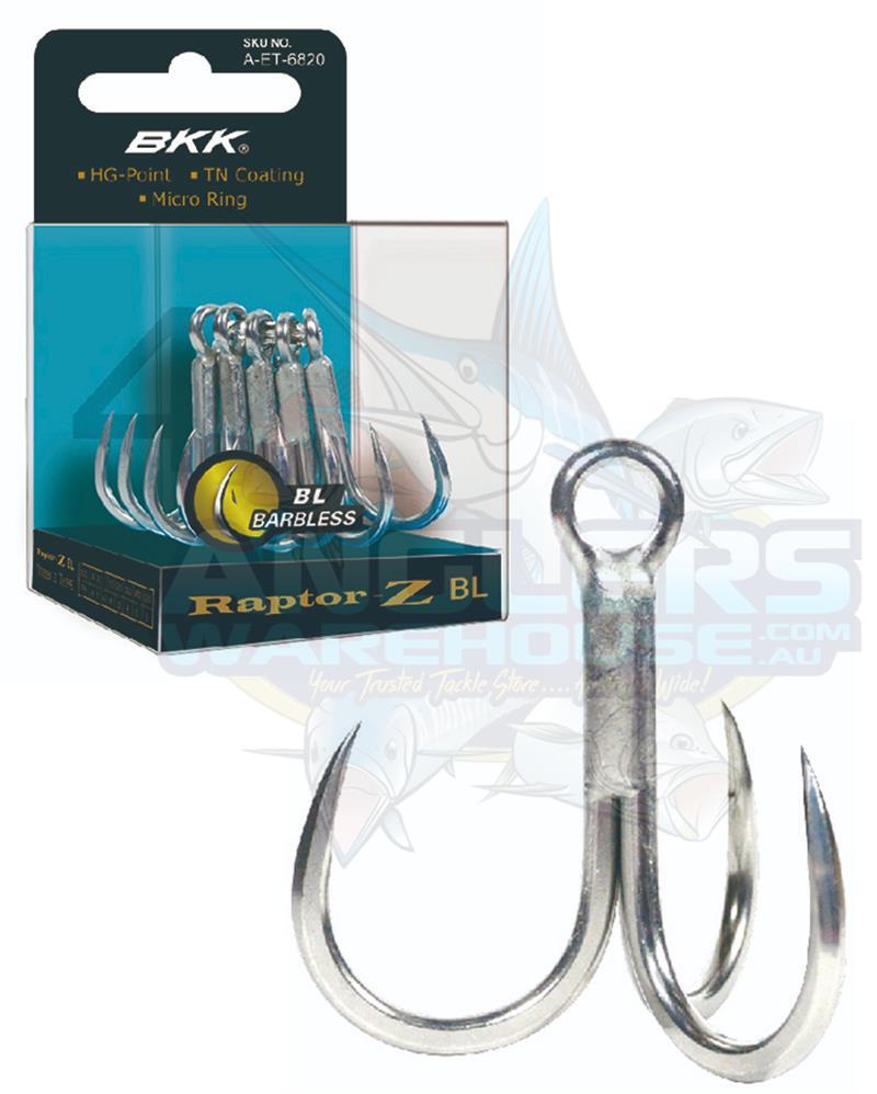 BKK RAPTOR Z BL BARBLESS TREBLE HOOKS