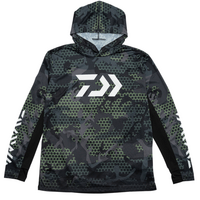 DAIWA HEX HOODED LONG SLEEVE FISHING JERSEY GREEN