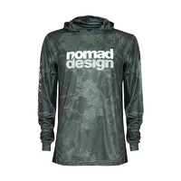 NOMAD HOODED TECH FISHING SHIRT CAMO SPLICE - KHAKI