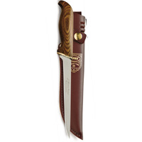 MARTTIINI PRESENTATION BROWN BIRCH HANDLE FILLETING KNIFE WITH SHEATH - 6 INCH