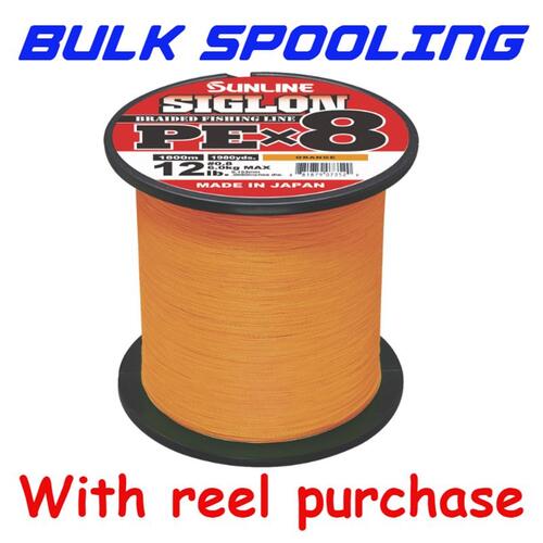 BULK SPOOL UP - SUNLINE SIGLON PEX8 BRAID LINE ORANGE - PER 150yds