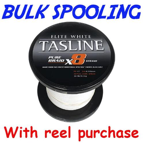 BULK SPOOL UP - TASLINE ELITE X8 PURE BRAIDLINE WHITE - PER 100yds